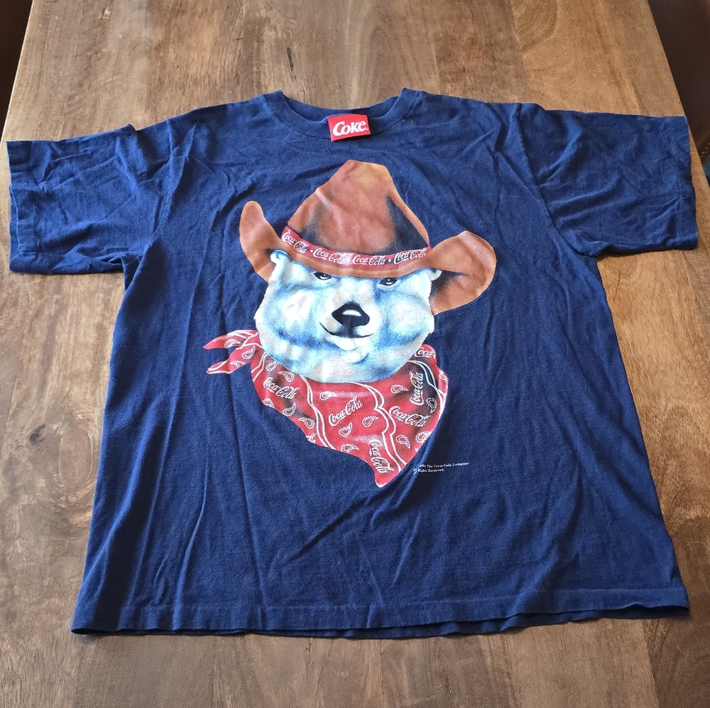 Coca-Cola 1996 Cowboy Polar Bear T-Shirt XL